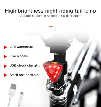 Velosipēdu Smart Gaismas USB Uzlādes Led Bike Light Flash Asti Aizmugurē Drošības Tālvadības Brīdinājuma Lampas ūdensizturīgs