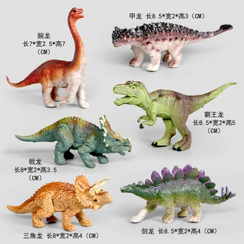 Dinozauru Pasauli Park Tyrannosaurus,Triceratops,Pterosaurus Simulācijas Modeļi 6pcs,Cietā PVC Miniatūras Rīcības Attēls Rotaļlietu Bērns